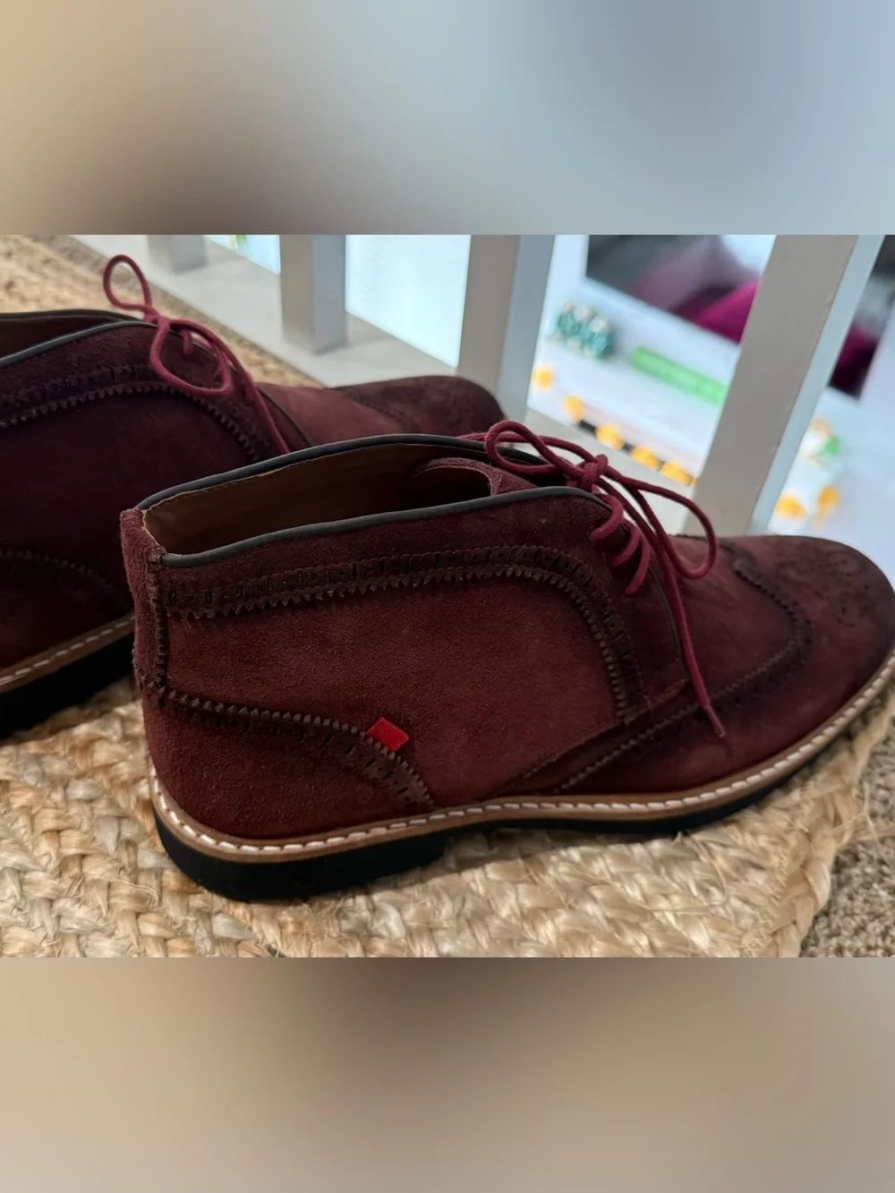 Marc Joseph Men's Burgundy Suede Wingtip Chukka Boots